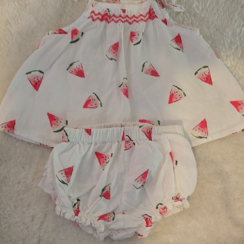 OshKosh B'gosh White and Red Matching Diaper Cover Set